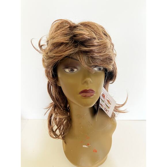 Layered Shoulder Length Women's Wig Bangs Premium Synthetic Hair dark Blonde - Picture 2 of 16